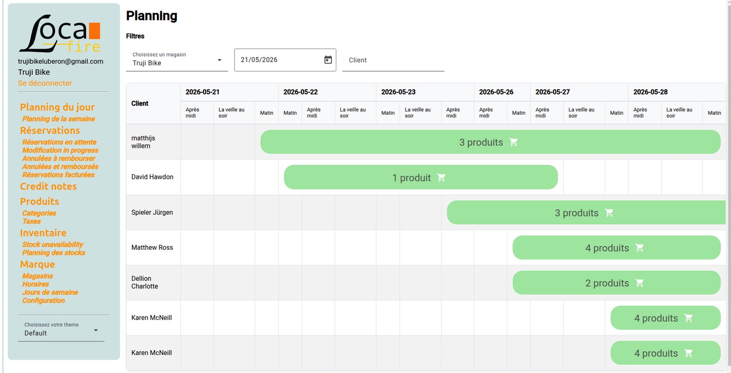 Capture du planning Locafire